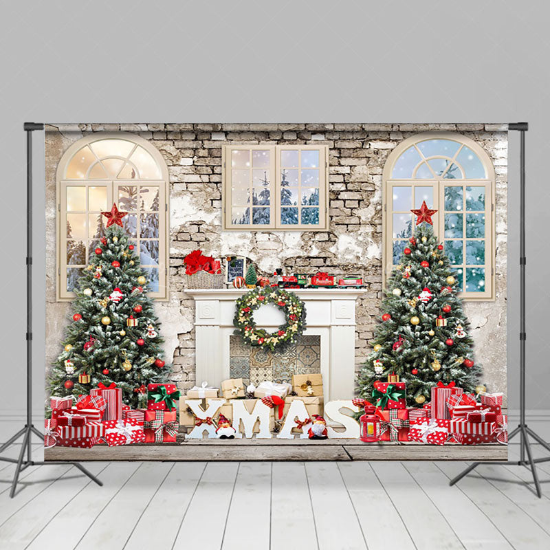 Lofaris Winter House Fireplace Christmas Photography Backdrop