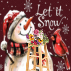 Lofaris Winter Let It Snow Snowman Bird Christmas Backdrop