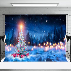 Lofaris Winter Night Bokeh Light Tree Snow Christmas Backdrop