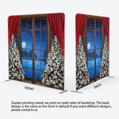 Lofaris Winter Night Christmas Window Tension Fabric Backdrop