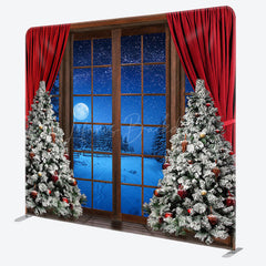 Lofaris Winter Night Christmas Window Tension Fabric Backdrop