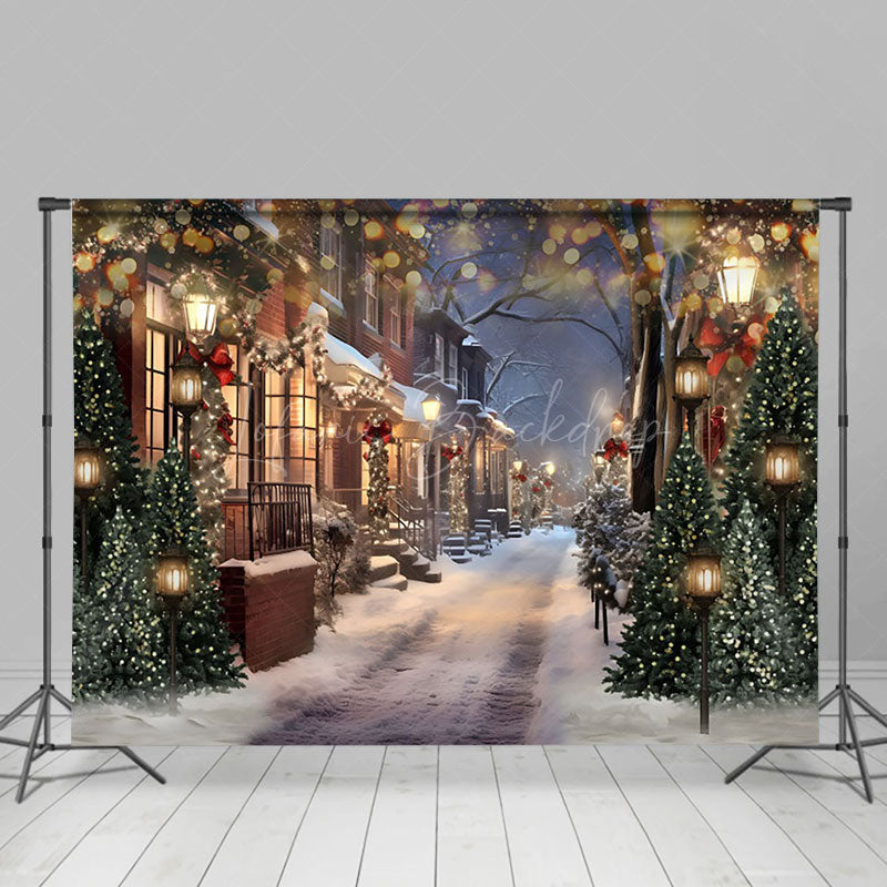 Lofaris Winter Night Scene Christmas Photography Backdrop