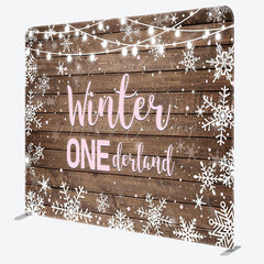 Lofaris Winter Onederland Birthday Tension Fabric Backdrop