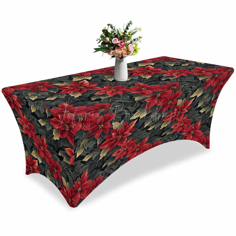 Lofaris Winter Poinsettia Flowers Sweet Stretch Table Cover