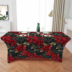 Lofaris Winter Poinsettia Flowers Sweet Stretch Table Cover