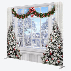 Lofaris Winter Scene Christmas Window Pillow Case Backdrop