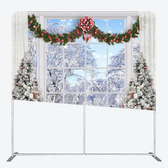 Lofaris Winter Scene Christmas Window Pillow Case Backdrop