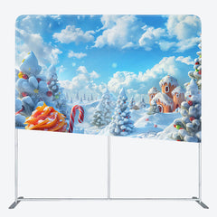 Lofaris Winter Snow Field Candyland Xmas Pillow Case Backdrop