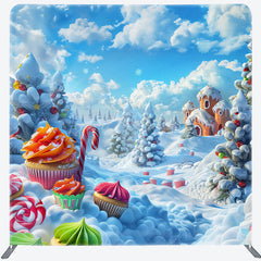 Lofaris Winter Snow Field Candyland Xmas Pillow Case Backdrop