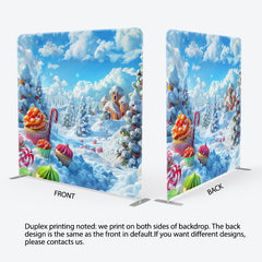 Lofaris Winter Snow Field Candyland Xmas Pillow Case Backdrop