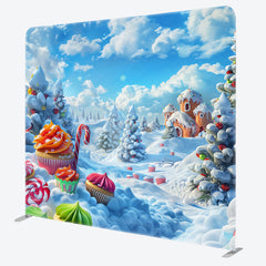 Lofaris Winter Snow Field Candyland Xmas Pillow Case Backdrop