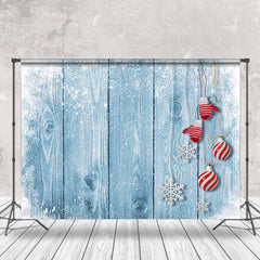 Lofaris Winter Snowflake Blue Wood Gloves Christmas Backdrop