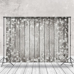 Lofaris Winter Snowflake Grey Wood Christmas Vibe Backdrop