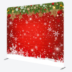 Lofaris Winter Snowflake Red Wooden Backdrop For Christmas