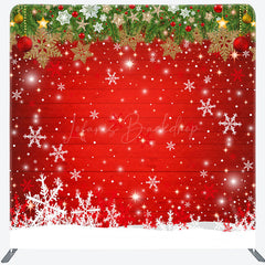 Lofaris Winter Snowflake Red Wooden Backdrop For Christmas