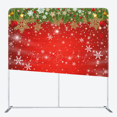 Lofaris Winter Snowflake Red Wooden Backdrop For Christmas