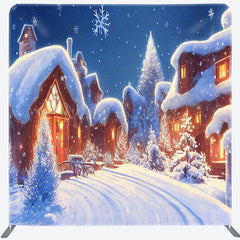 Lofaris Winter Snowflake Village Christmas Pillow Case Backdrop