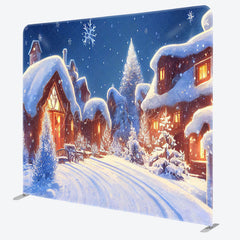 Lofaris Winter Snowflake Village Christmas Pillow Case Backdrop