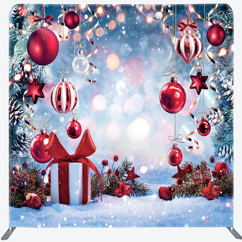 Lofaris Winter Snowy Bokeh Christmas Pillow Case Backdrop