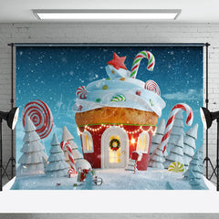 Lofaris Winter Snowy Field Cupcake House Christmas Backdrop