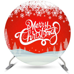 Lofaris Winter Snowy Field Red Round Merry Christmas Backdrop