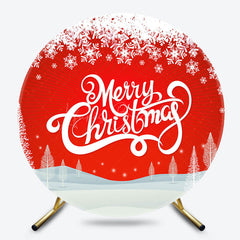 Lofaris Winter Snowy Field Red Round Merry Christmas Backdrop