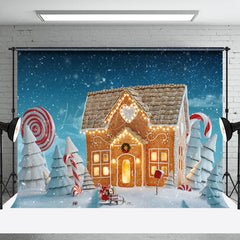 Lofaris Winter Snowy Gingerbread House Christmas Backdrop