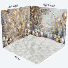 Lofaris Winter Snowy Gold Light Christmas Room Set Backdrop