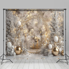 Lofaris Winter Snowy Gold Light Christmas Room Set Backdrop