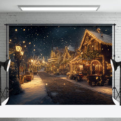 Lofaris Winter Snowy Lighted Christmas Vibe Street Backdrop