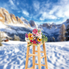 Lofaris Winter Snowy Natural Field Mountain Scenery Backdrop