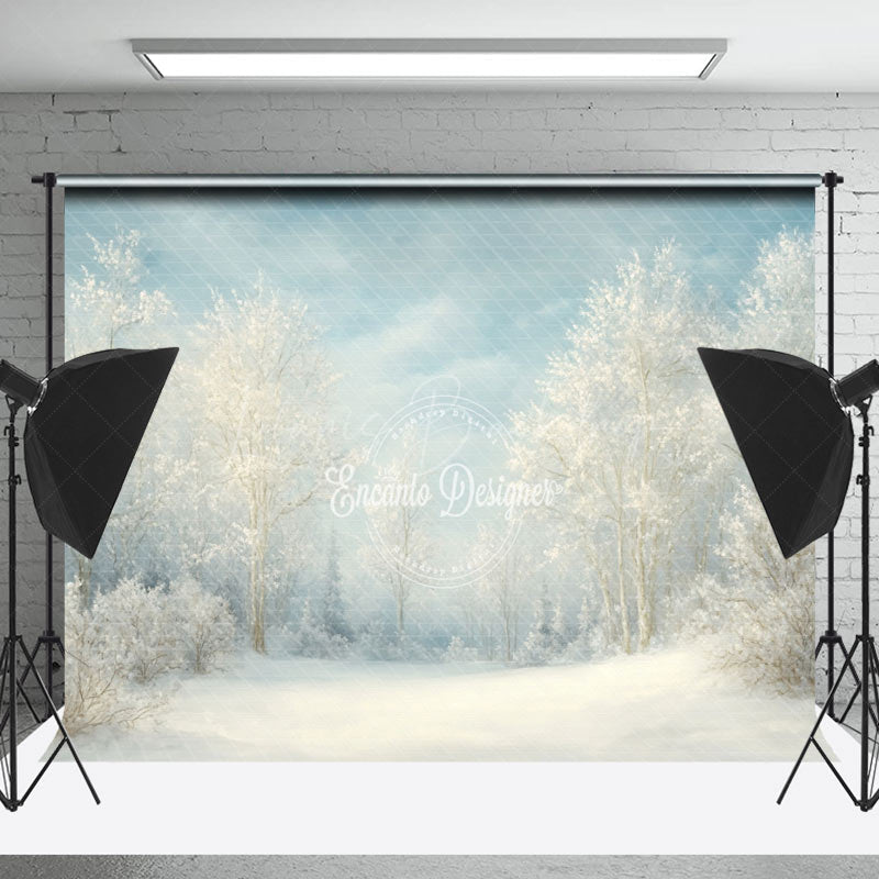 Lofaris Winter Snowy Natural Forest Scenery Photo Backdrop