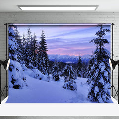 Lofaris Winter Snowy Natural Forest Sunset Scene Backdrop