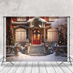 Lofaris Winter Snowy Night Christmas Festive House Backdrop