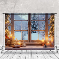 Lofaris Winter Snowy Night Tree Landscape Christmas Backdrop