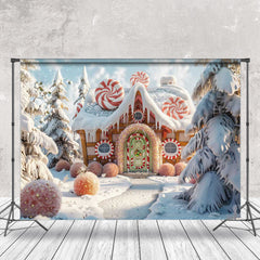 Lofaris Winter Snowy Pine Forest Gingerbread House Backdrop