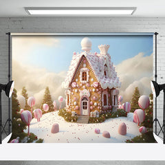 Lofaris Winter Sunlight Candyland House Christmas Backdrop