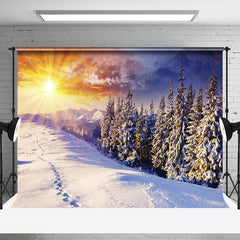 Lofaris Winter Sunrise Snowy Nature Forest Scene Backdrop