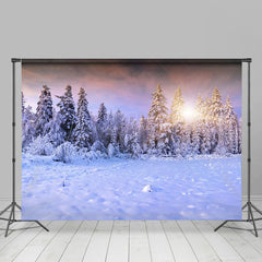 Lofaris Winter Warm Sunlight Snowy Forest Scene Backdrop