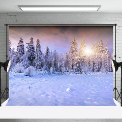 Lofaris Winter Warm Sunlight Snowy Forest Scene Backdrop