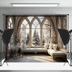 Lofaris Winter Warm Sunshine Window Snow Forest Backdrop