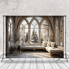 Lofaris Winter Warm Sunshine Window Snow Forest Backdrop