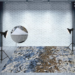 Lofaris Winter White Frosty Dirt Ground Fabric Floor Backdrop