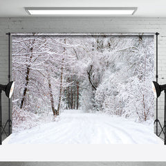 Lofaris Winter White Snowy Natural Forest Scene Backdrop