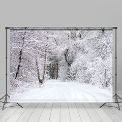 Lofaris Winter White Snowy Natural Forest Scene Backdrop