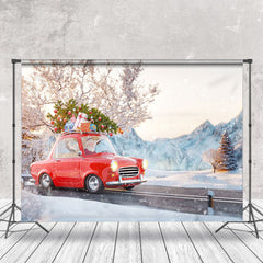 Lofaris Winter Wild Road Car Carrying Gift Christmas Backdrop