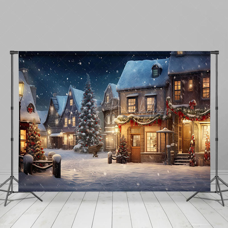 Lofaris Winter Wonderland Christmas Scene Houses Backdrop