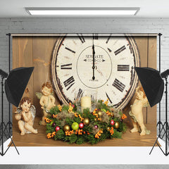 Lofaris Wood Clock Little Angel Cherry Candle Xmas Backdrop