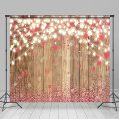 Lofaris Wood Grain Lighted Red Rose Love Room Set Backdrop