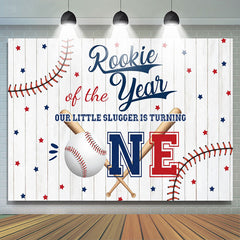 Lofaris Wood Grain Rookie Of The Year Baseball Party Backdrop